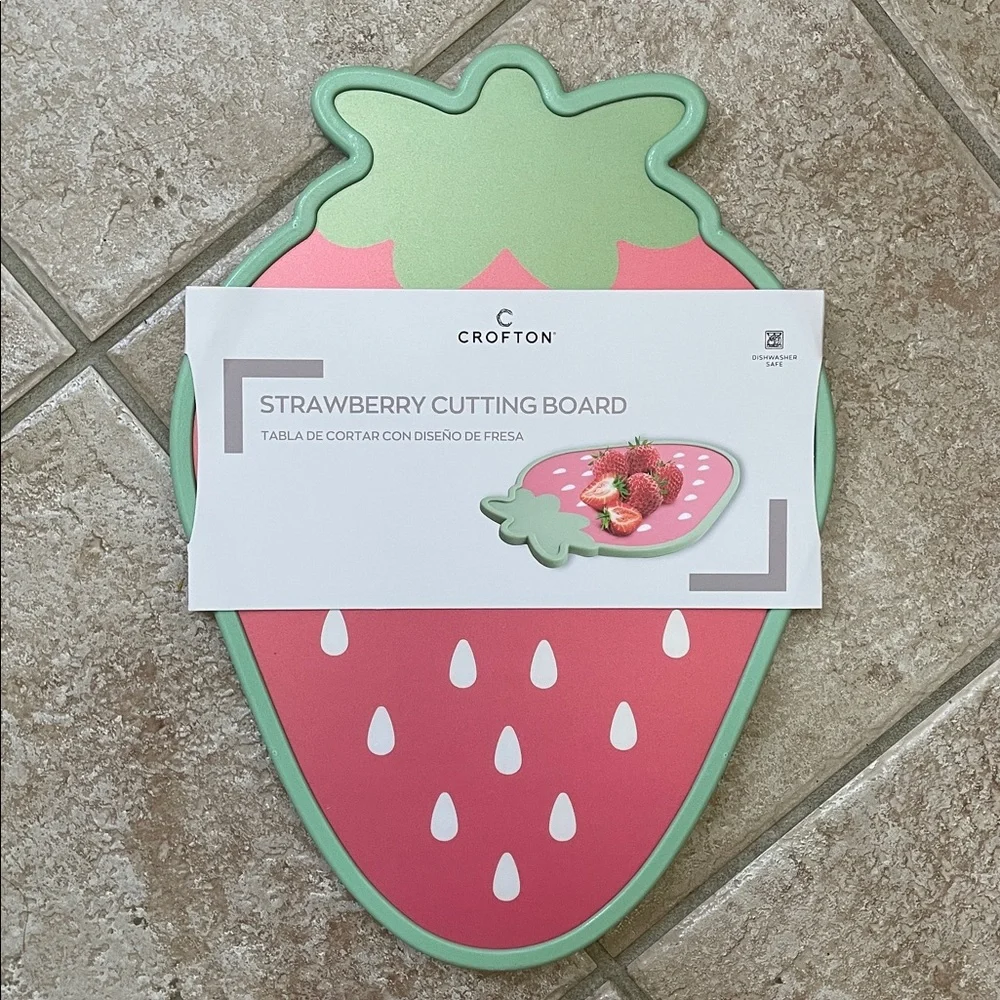 Crofton Strawberry Fruit Shape Two Sided Large Surface Cutting Chopping Board